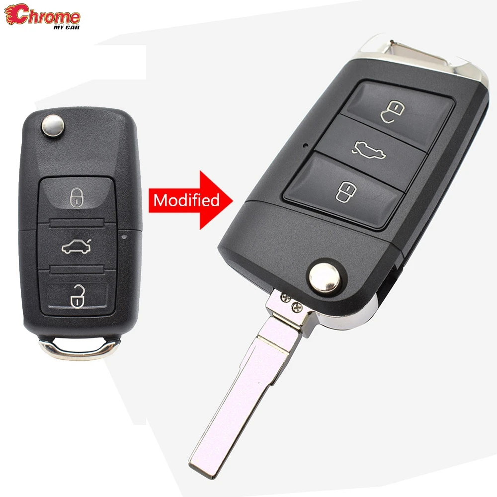 

Modified Car Remote Key Shell Case Cover For VW Golf Polo Jetta Tiguan Passat Eos Beetle 3 Buttons Repair Kit Holder Protector