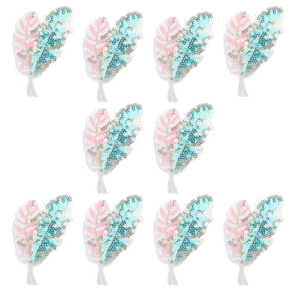 

10pcs Sequin Leaf Embroidery Patch Fabric Hat Decorative Coat Delicate Clothes Compact Iron Patches DIY Clothes Patches