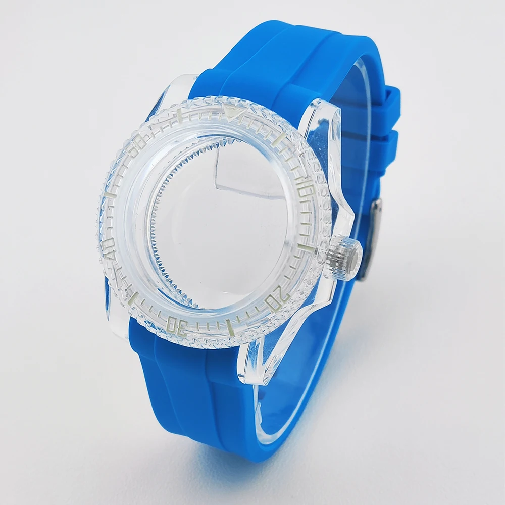 

Прозрачный корпус часов 40 мм для корпуса NH35, подходит для NH35, запасная часть механизма NH36, одностороннее вращение, аксессуары для часов SUB