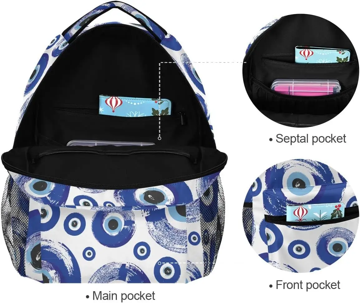 Evil Turkish Eyes Backpack Laptop Bag Daypack Travel Hiking School Backpacks for Men Women Kids Girls Boys