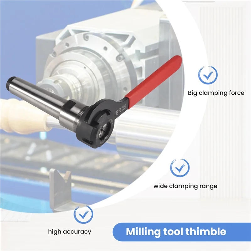 

A63X-9Pcs Er25 Spring Collets+1Pcs Mt3 M12 Er25 Collet Chuck Morse Taper Holder For Cnc Milling Lathe Tool