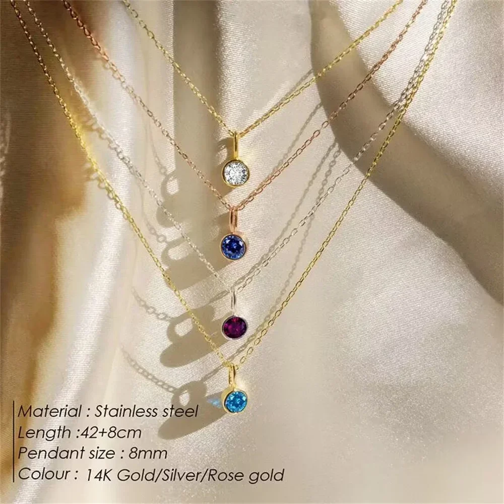 Boho Colorful Geometry Crystal Bead Pendant Necklace For Women Vintage Fashion Female Simple Gold-plate Metal Chain Jewelry Gift