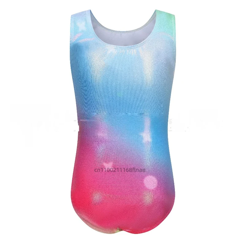 Новый костюм для латинских танцев для девочек с металлическим блеском, узкая юбка для гимнастики и балета для девочек, танцевальный костюм для выступлений на сцене