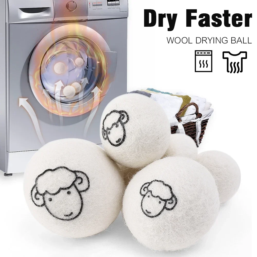3/6 Stück Wiederverwendbare Woll-Trocknerbälle, Wäschedecker-Weichspüler, Fleece-Trocknerball-Set für Zuhause, Wäschetrockner, Waschmaschine – Detail 1
