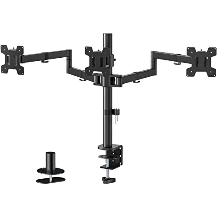 Monitor Mount 3 Monitor Desk Mount for 13-27 inch Computer Screens Aluminum Black Tilt Swivel Rotation VESA 75/100mm Holds up t