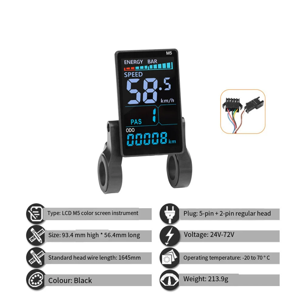 

Electric Bicycle M5 Display and 17A 35A Sine Wave Tri Mode Controller Compatible with 250W to 1500W Motors and No 2 Protocol