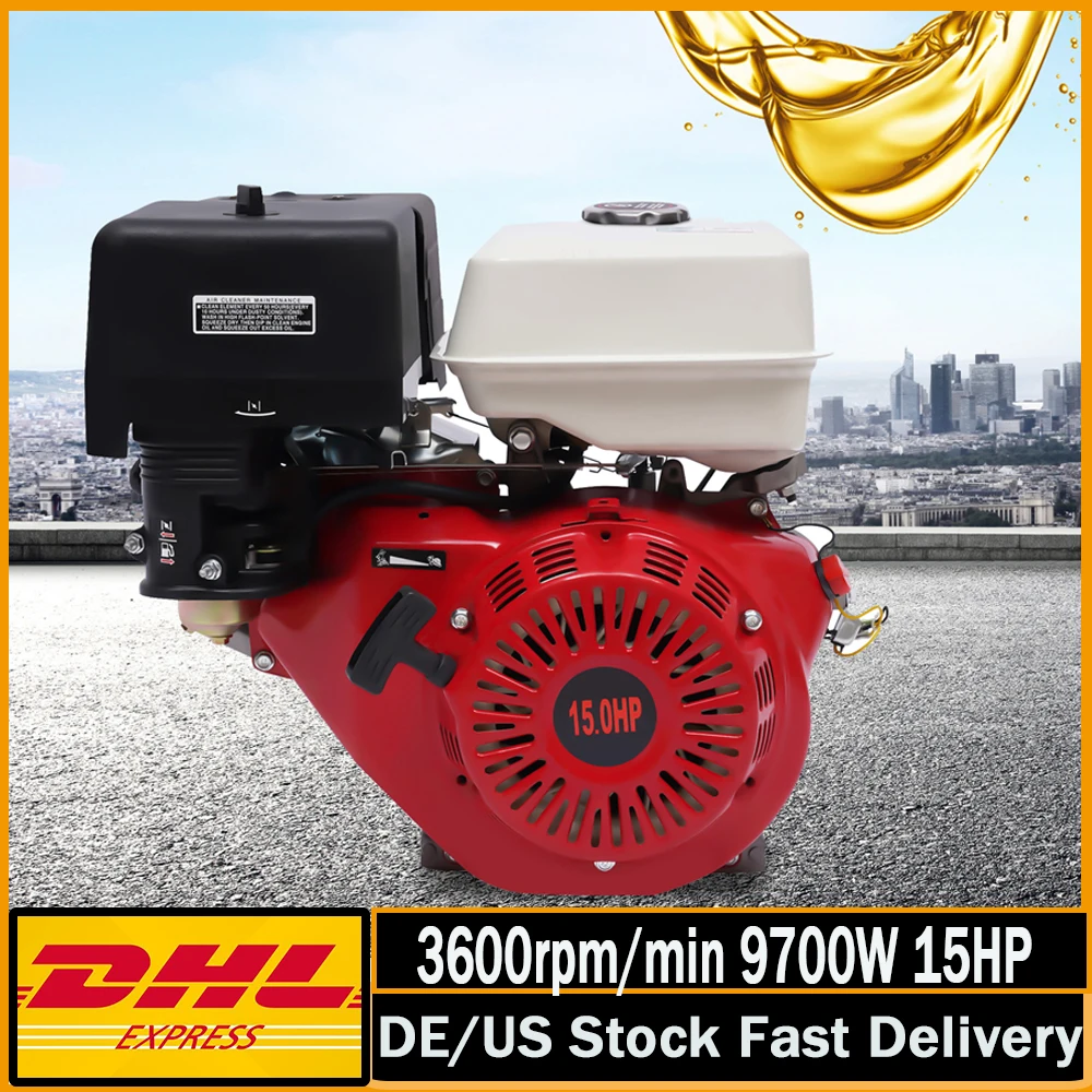 420CC 15HP 4-Stroke Portable Gasoline Engine Motor 3000-3600rpm/min 9700W Horizontal Go Kart Motor OHV for Home Back Up&RV Ready