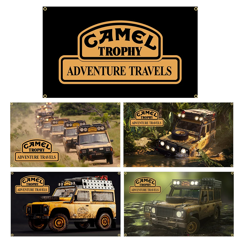 90X150cm Camel Trophy ADVENTURE TRAVEIS Flag Polyester Printed Garage Decoration Banner Tapestry