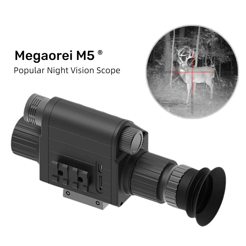 2024 Megaorei M5 Infrared Night Vision Scope 1080P Digital Night Vision Monocular 1-4X Zoom Built-in Optical Sight Scope