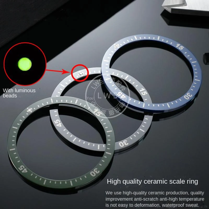 Luminous 43mm Ceramic Circle Watch Bezel Insert Scale Circle for Blancpain Fifty Fathoms 5000 5200 Watch Luminous Ring Mouth