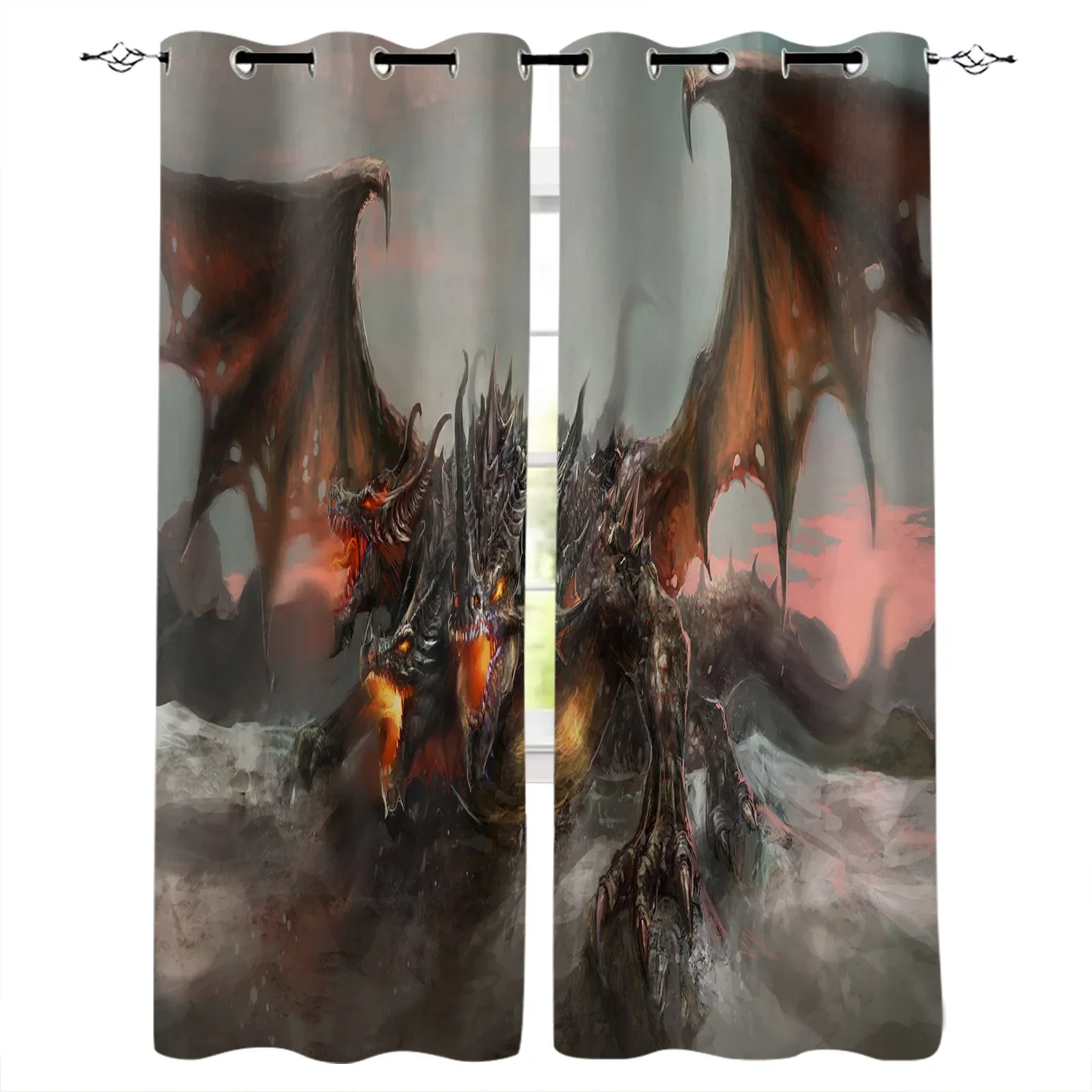 Three Headed Western Dragon Blackout Curtains Window Curtains For Bedroom Living Room Decor Window Treatments