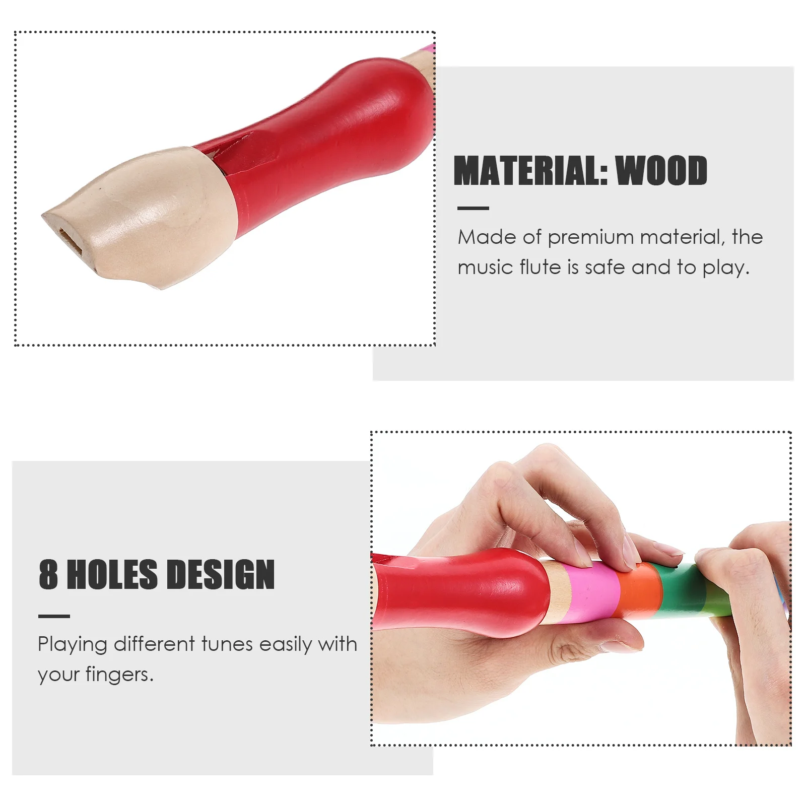 

8 Hole Fine Wood Soprano Recorder Flute Precision Tuning Comfortable Grip for New Players Develop Coordination Music