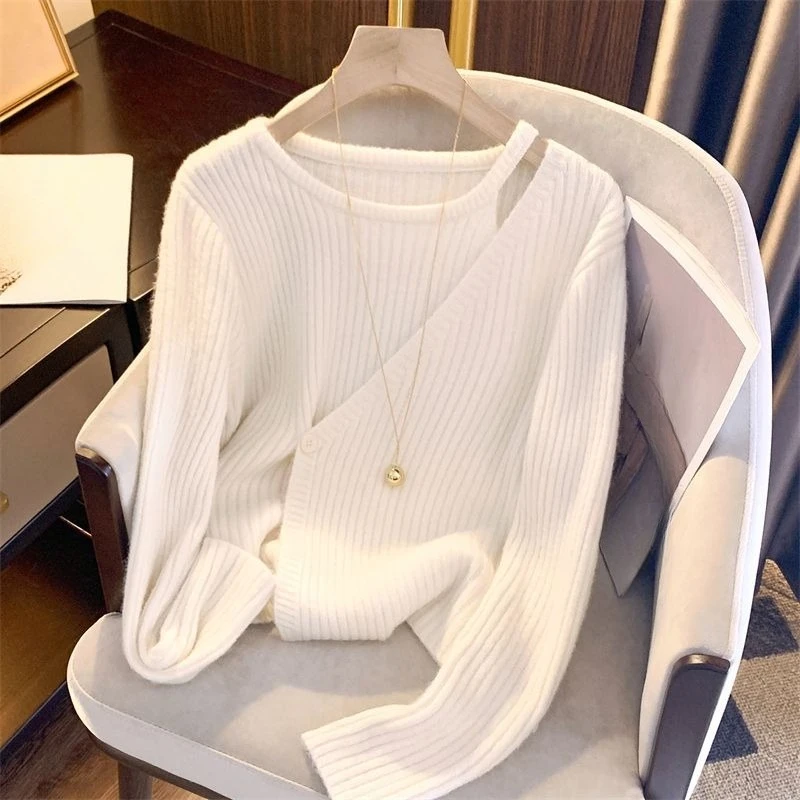 سترات قصيرة مكونة من قطعتين سترات نسائية عصرية كورية للخريف والشتاء بزر واحد متعددة الاستخدامات من Ropa De Mujer #2