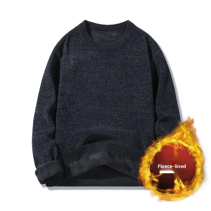 

Anti-Ballling One-Piece Fce round Ne Sweater Soft Polyester Winter Casual Comfortable Thiened Men's Knitted irt