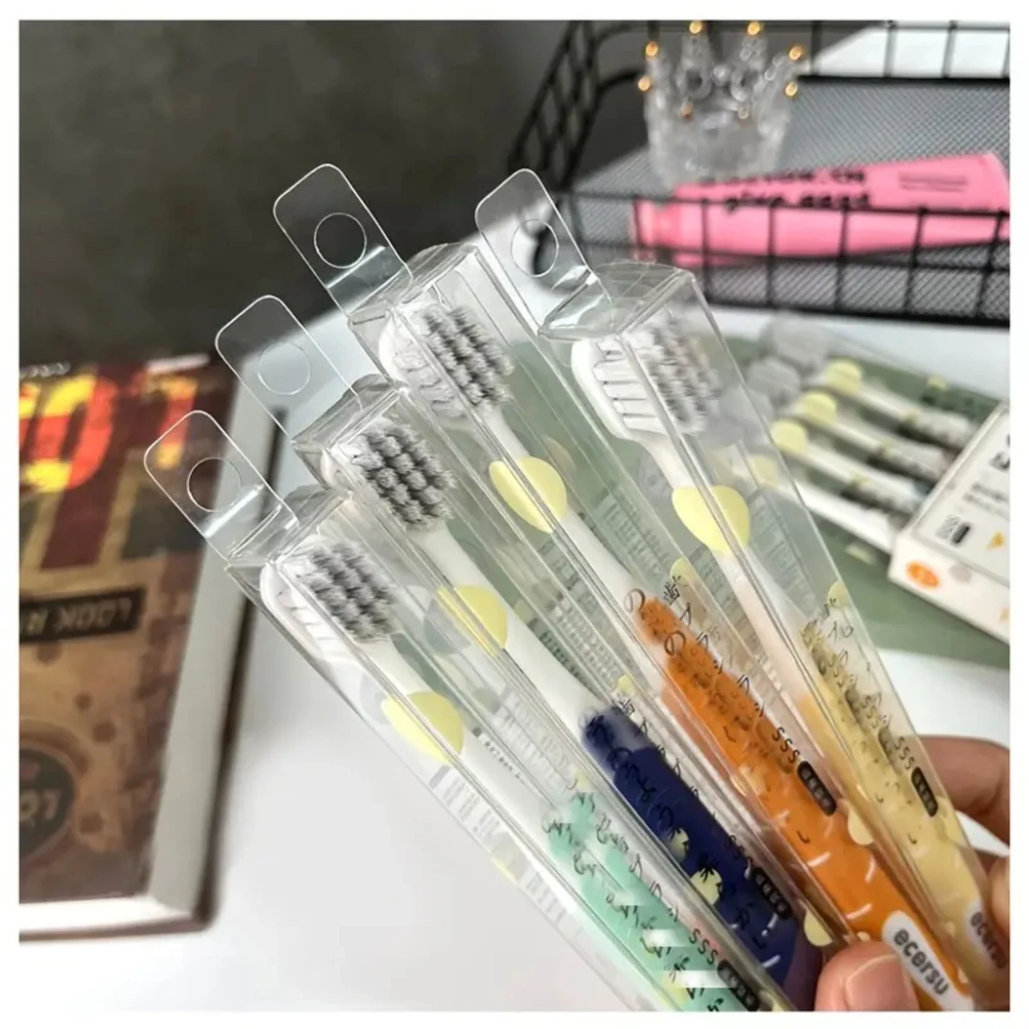 

Colorful Soft Bacterium Toothbrushes - Pack of 4 Adult Couples, Macaron & Morandi Colors, Gentle Cleanse Oral Care Set - 4pcs