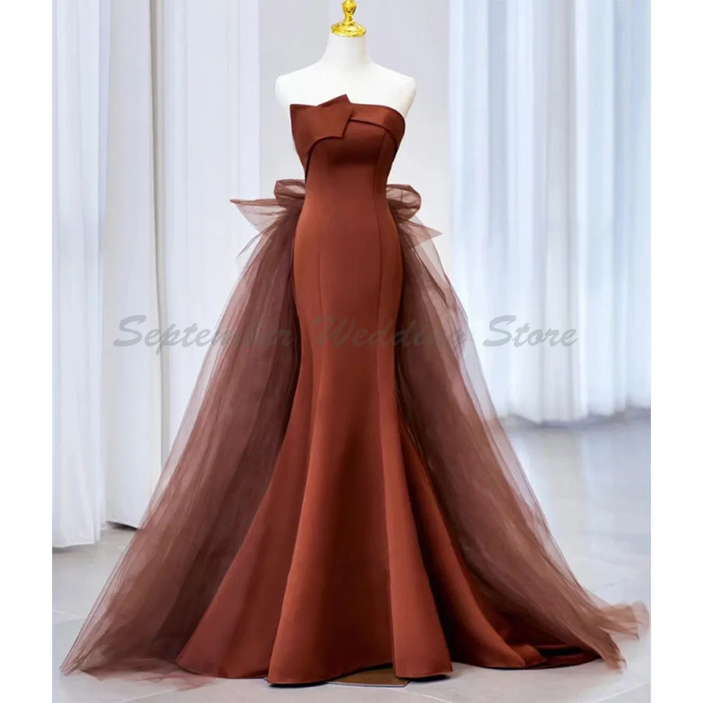

Elegant Evening gowns Strapless Mermaid Sleeveless Sweep train High Quality Prom party celebrity Customize Wedding 2025