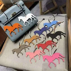 Trendy PU Leather Rocking Horse Keychain Cartoon Animal Pendant Key Ring Charm Women Bag Decoration Accessories