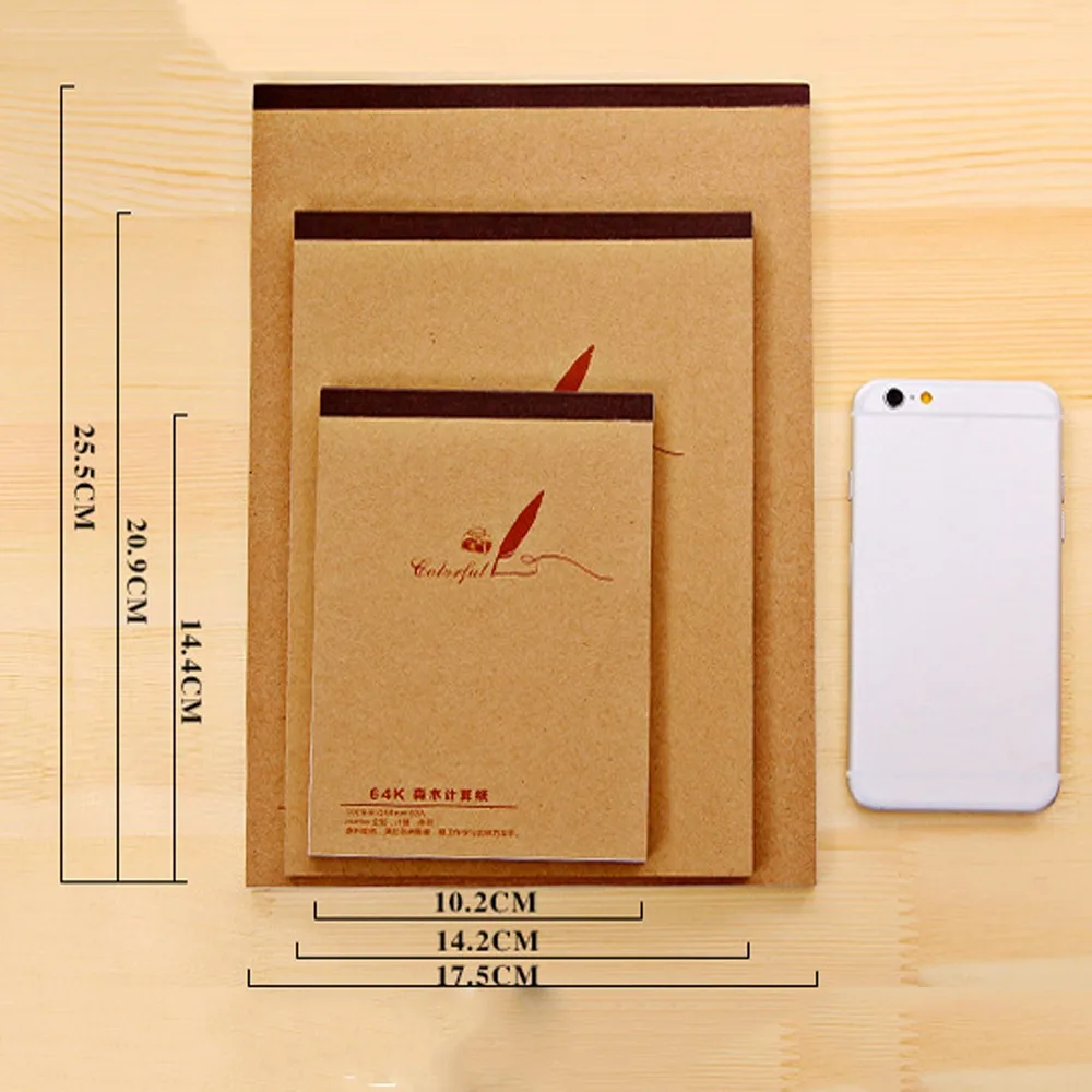 Simple Hand Paintting Book Office Kraft Paper Memo Book Notebook 18K/32K/64K Notepad Page Up and Down Student Stationery