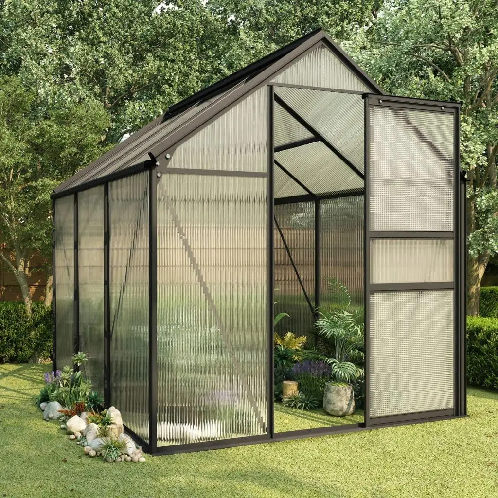 3.61m² Anthracite Aluminum Greenhouse for Optimal Plant Growth - Durable & Stylish Gardening Solution