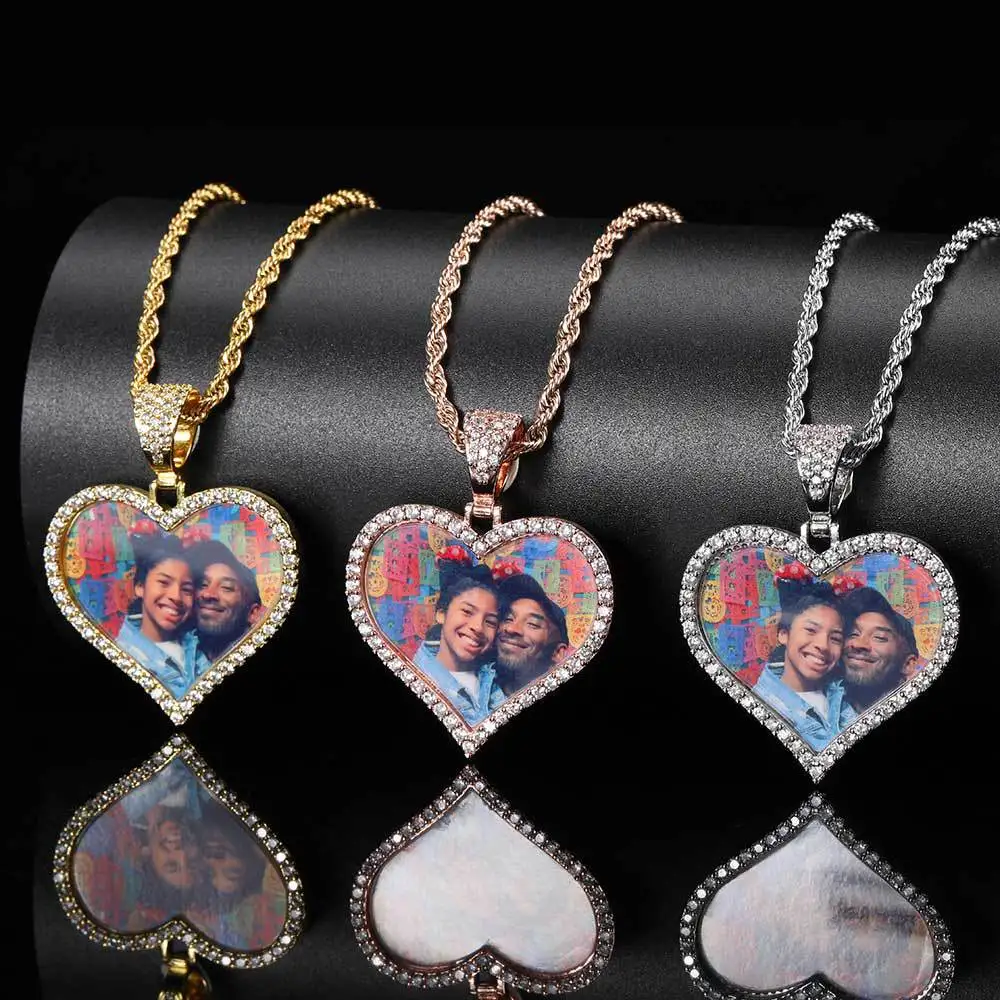 Custom Picture Necklace Heart Photo Pendant Personalized Stainless Steel Photo Necklace With Pet Couple Valentine's Day Gift