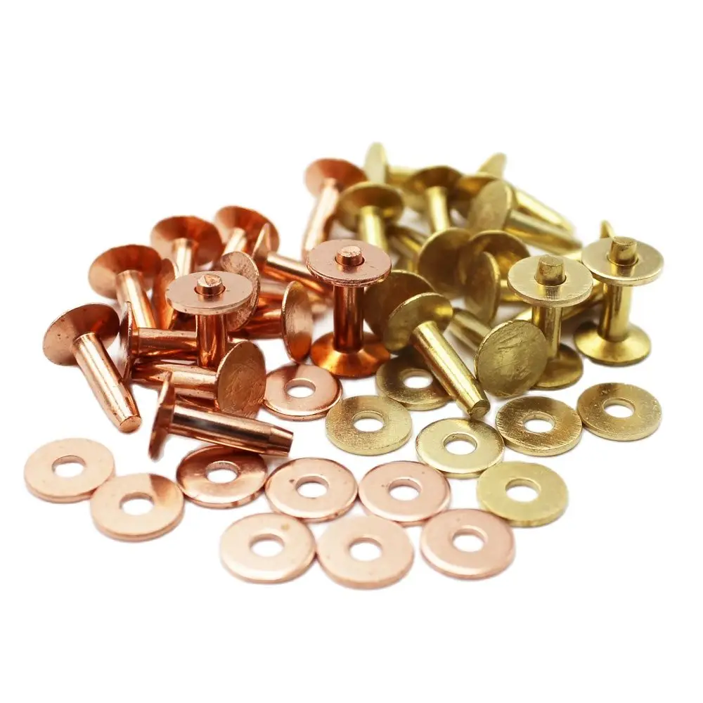 Weiyi Massivmessing-Kupfer-Ledernieten und -Nieten 9mm 10mm 11mm 12mm für Lederhandwerk DIY – Detail 2