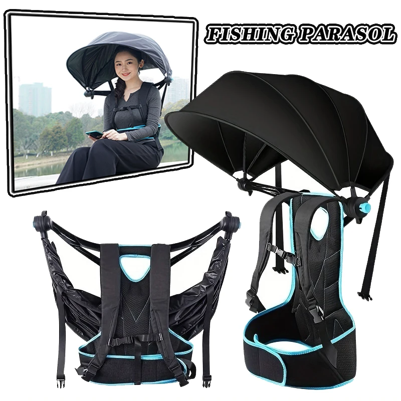 

FANDAO Portable Backpack Sunshade Umbrella ABS Material Folding Double Shoulder Umbrella for Hiking Fishing Outdoor Work Cycling