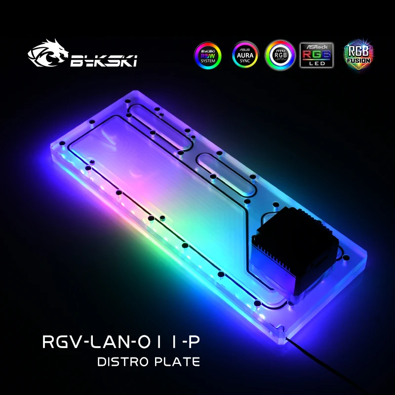 BYKSKI RGV-LAN-O11-P Tablero acrílico Placa de distribución de agua Uso para caja dinámica LIAN LI O11 / ARGB de 3 pines / Bomba DDC combinada