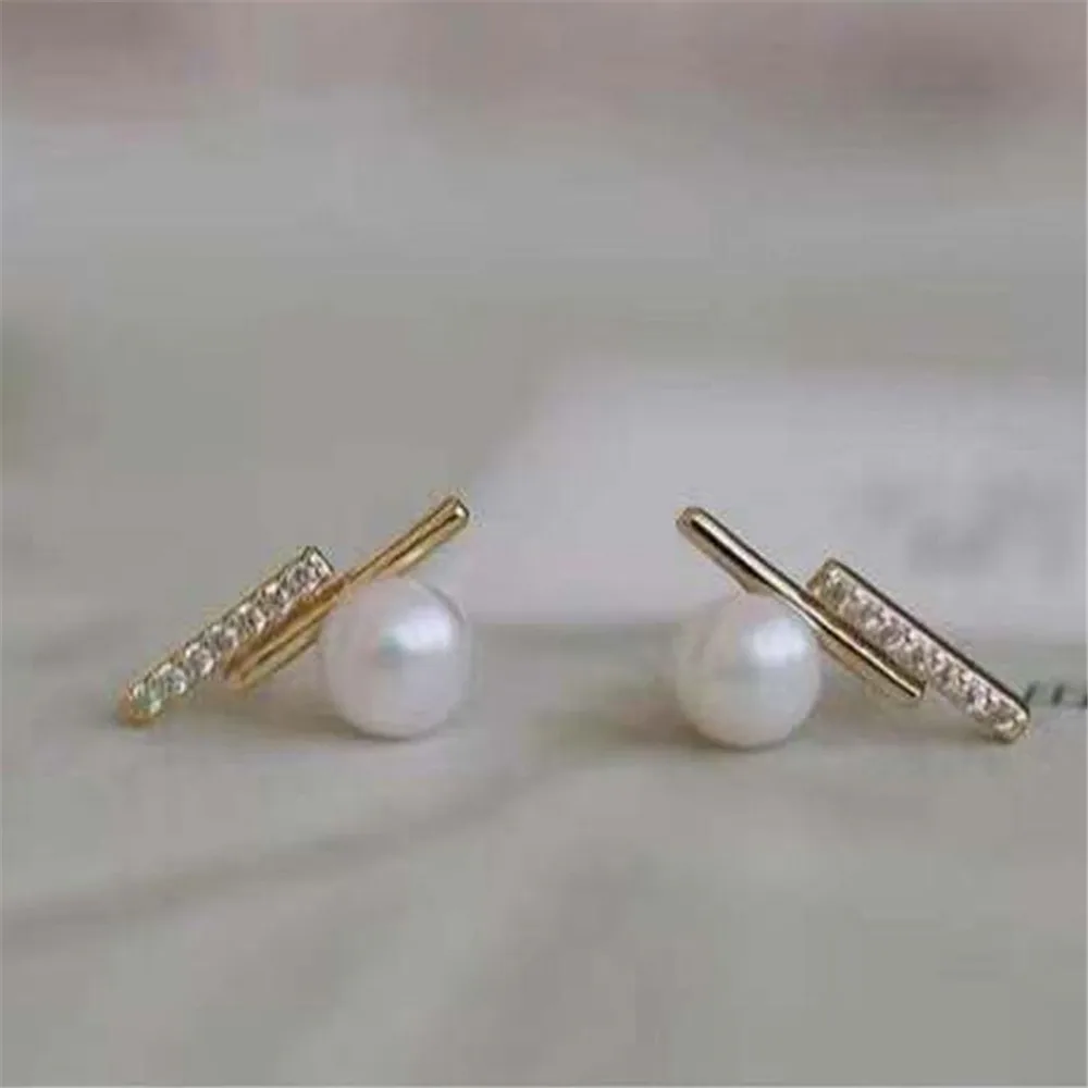 DIY Pearl Accessories Empty Tray S925 Sterling Silver Pearl Earrings Empty Tray Star Style Fit 6-8mm Round Beads E341