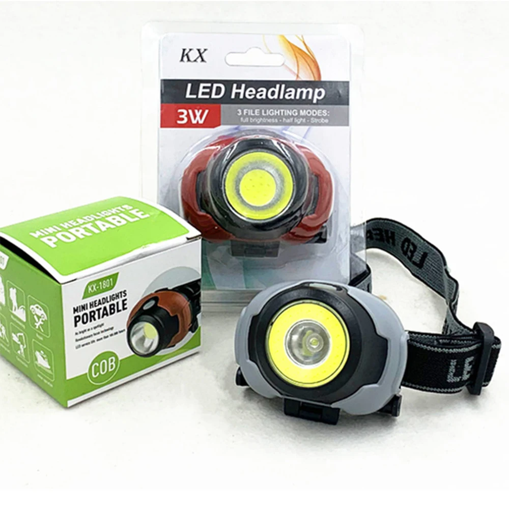 Powerful COB LED Headlamp Mini Headlight Super Bright Head Lamp Camping Head Flashlight Night Cycling Running Head Light AAA