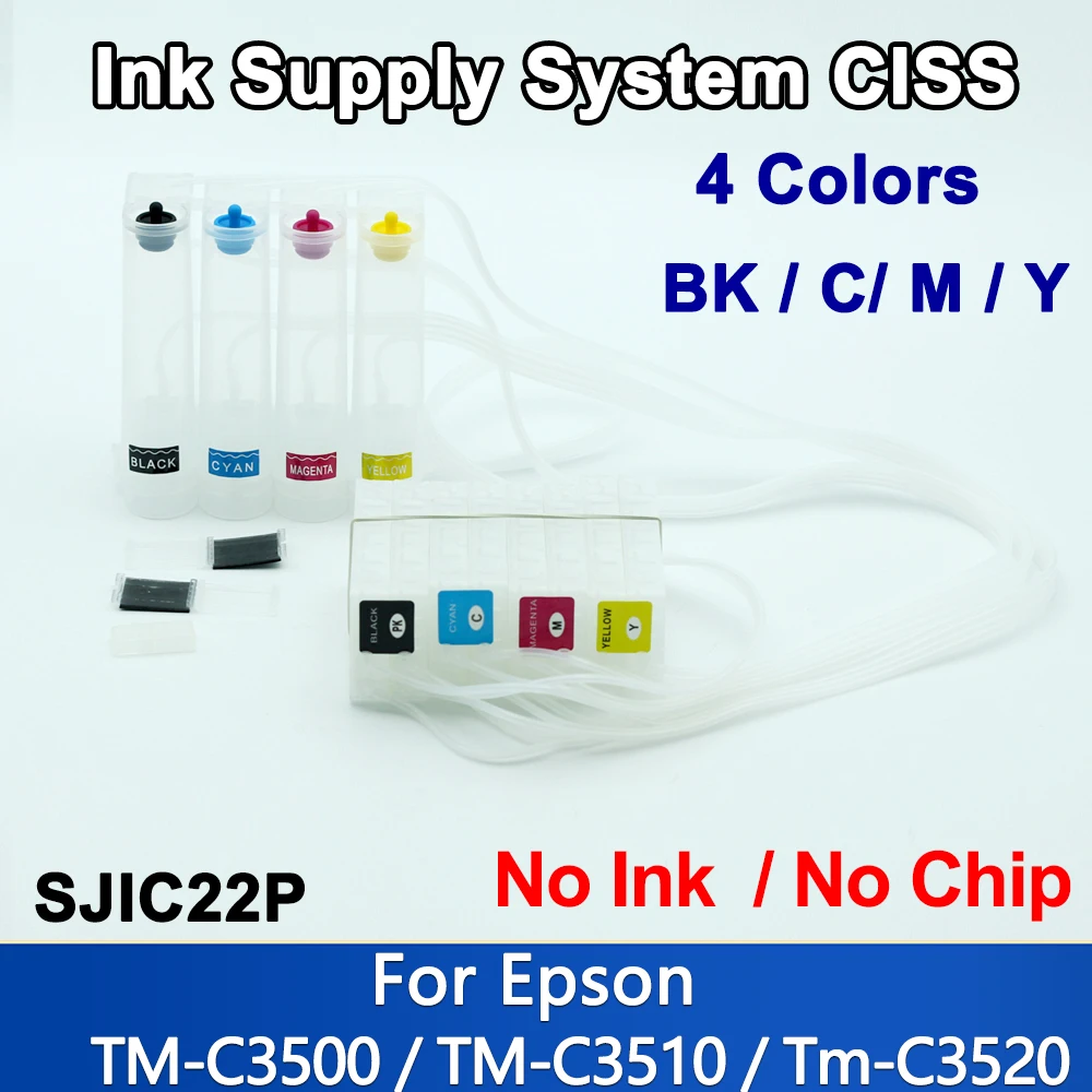 

4 Color SJIC22P Ink Supply System CISS for Epson TM-C3500 TM-C3520 TM-C3510 C3500 C3520 Continuous Ink Supply System No Chip