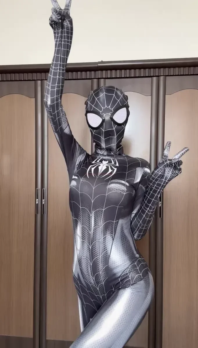 Halloween Cosplay Kostuum Voor Spider-Women Superhelden Kostuum Zwarte Kat Strakke 3D-geprinte Jumpsuit Bodysuit Speelgoed Kerstcadeau