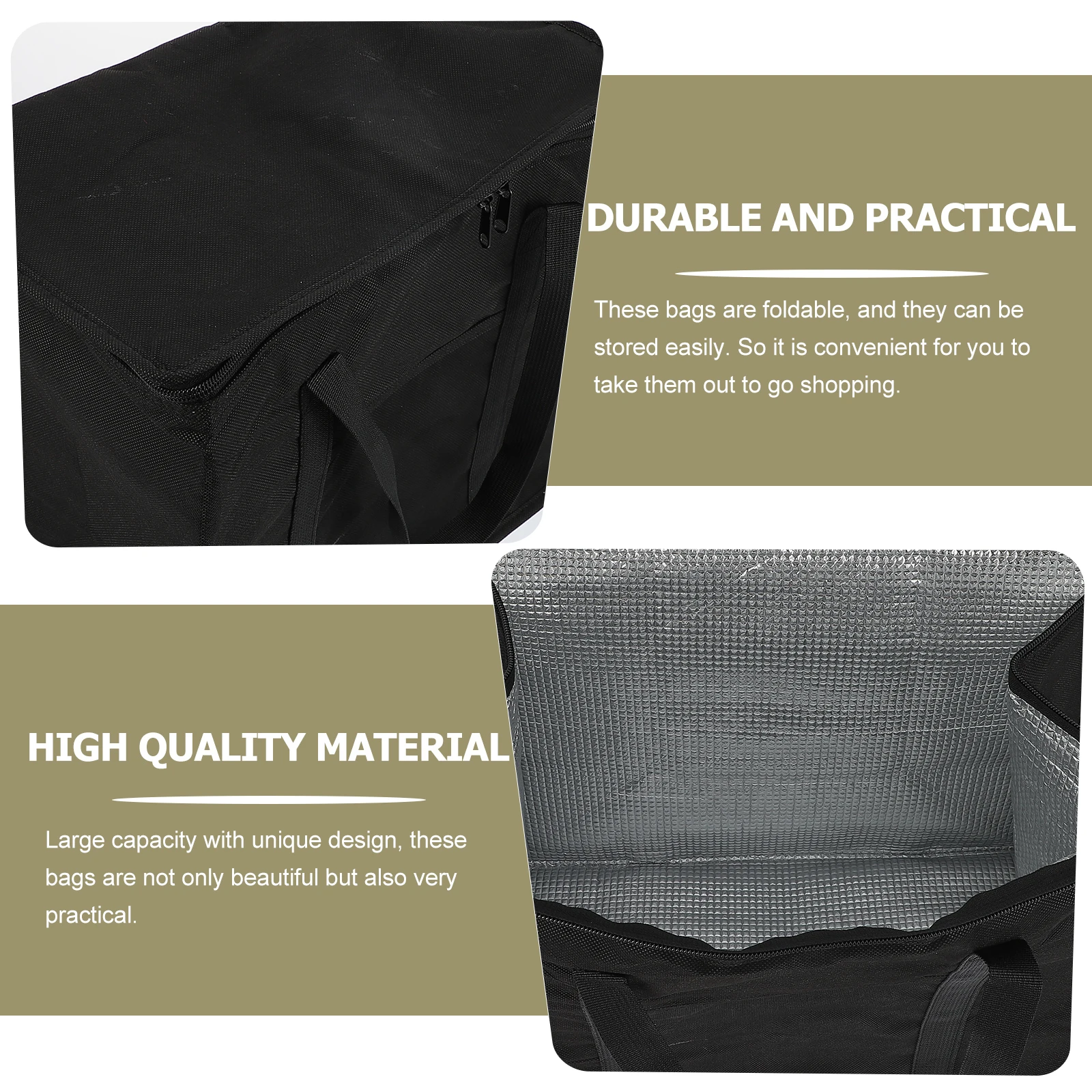 

Foldable Shopping Bag Large Capacity Non Woven Durable Edging Design Portable Storage Grocery Tote Reusable Bag