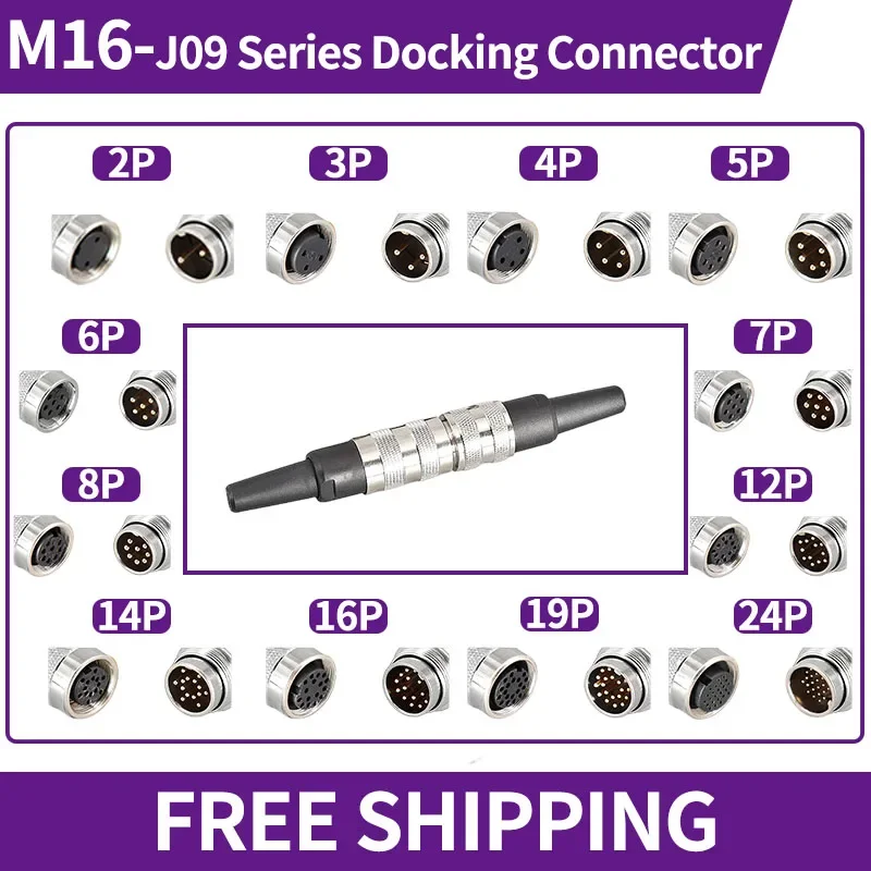 5/10/20Sets M16 Aviation Connector J09 Series Docking Metal Butt Male&Female Plug Needle M16-09-2/3/4/5/6/7/8/12/16/18/19 Pin