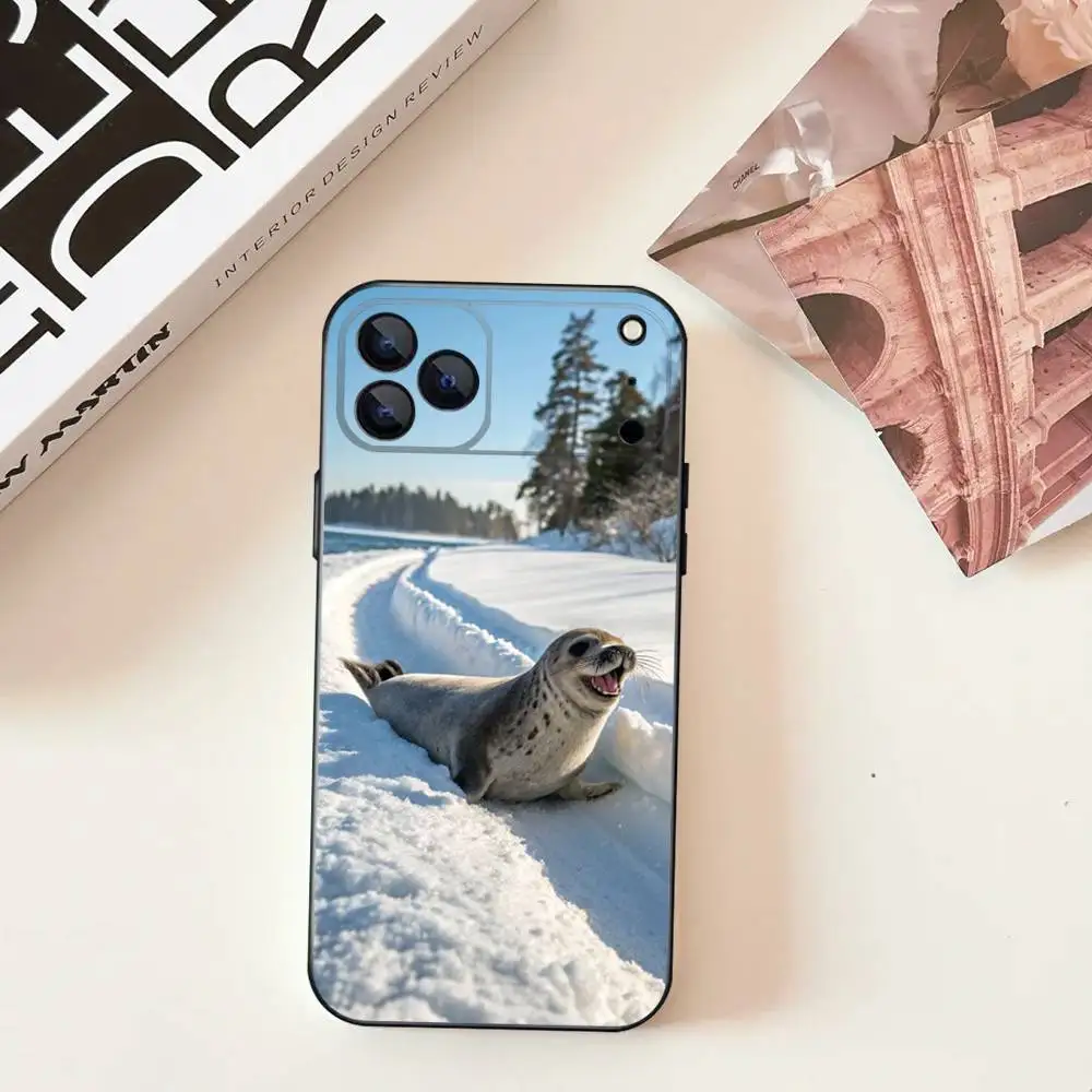 S-Seal Animal Leuke telefoonhoes voor iPhone 17,16,15,14,13,12,11,Pro,Max,Plus,E,SE4,Air,Mini Zwart Nauwkeurige gatmatching