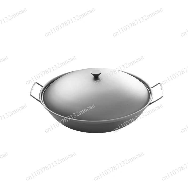 Titanium pot with lid, double handle induction cooker, outdoor camping dry pot