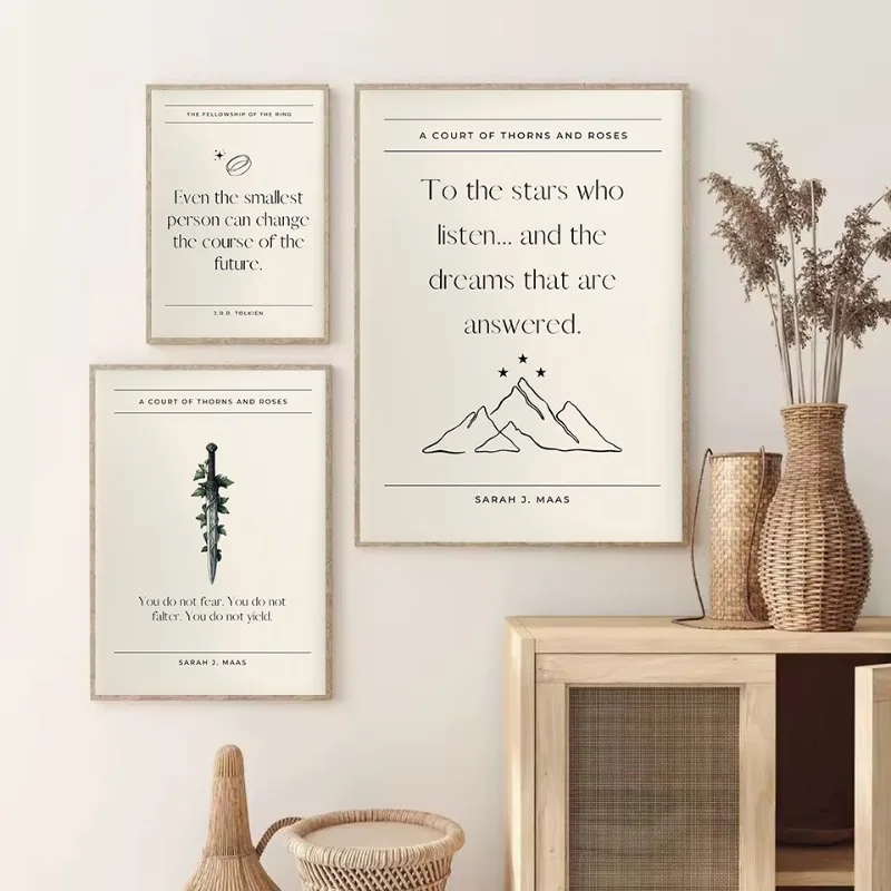 Retro Classic Tolkien/Throne of Glass Fantasy Bookish Inspirational Quotes Canvas Poster Wall Art Pictures Home Decor Gift
