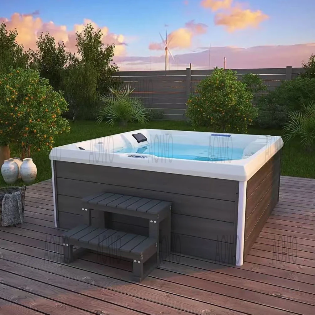 Hot Tube Outdoor Whirlpools Tub Outdoor 5 Person Jacuzzis Jet Spa Bath Stainless Steel Jet Bathroom Bathtub