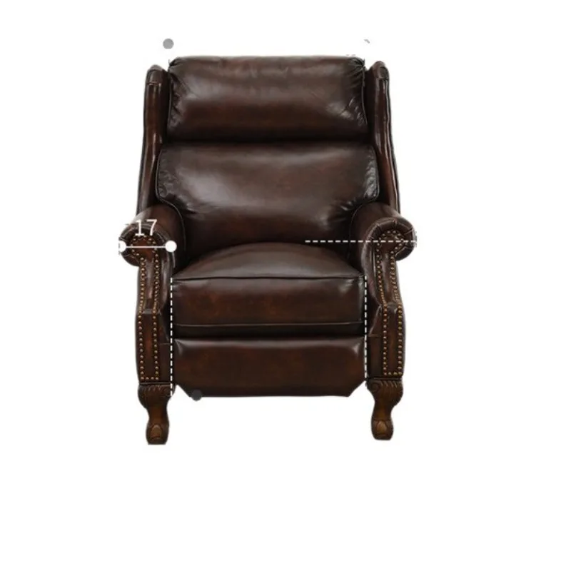 

American leather single sofa functional chair first layer cowhide retro living room