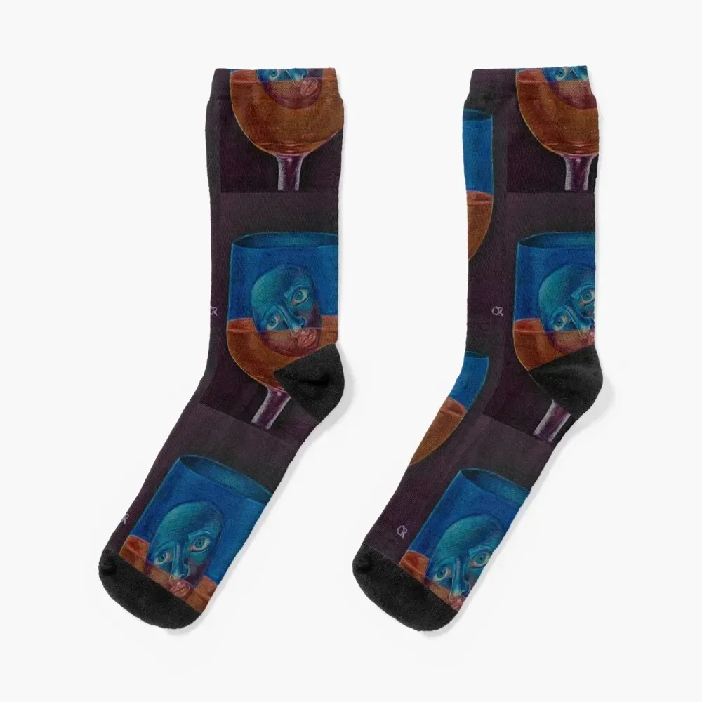 Glass Half Full Coloured Pencil Drawing Socks aesthetic japanese fashion Heating sock Crossfit Male Socks Women's