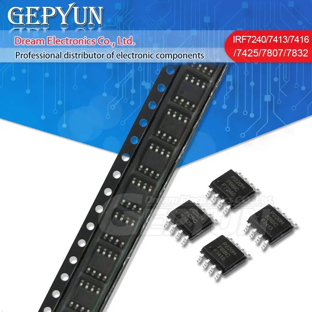 Piezas IRF7105 SOP-8 F7105 SOP IRF7103 F7103 IRF7240 F7240 IRF7413 F7413 IRF7416 F7416 IRF7425 F7425 IRF7832, 10 unidades