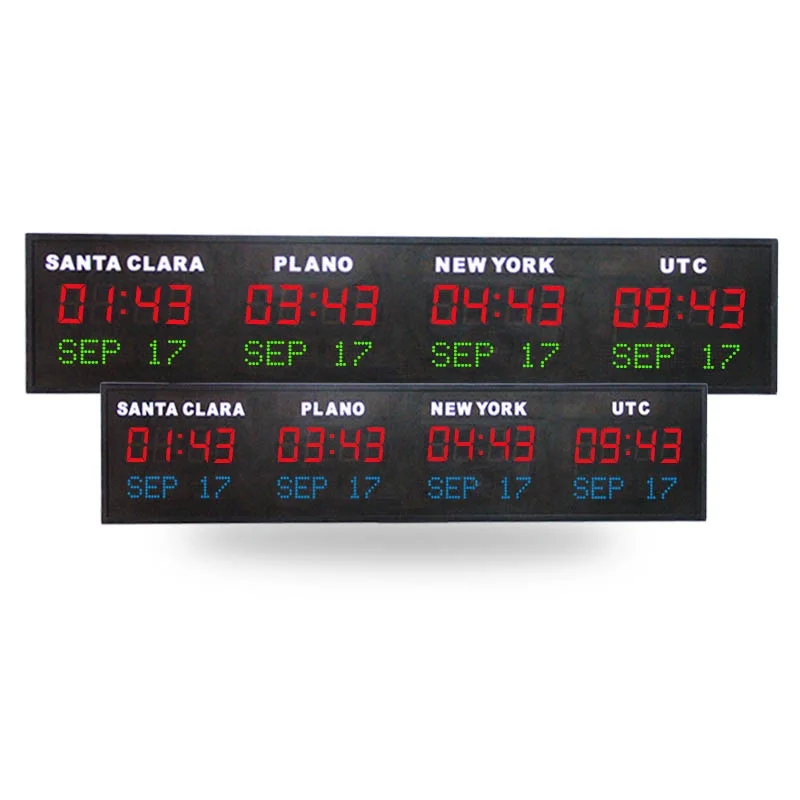 CP035 LED Digital Clock World Time Display 3 Time Zones Clock Multiple Time Zone Clock With Date Display