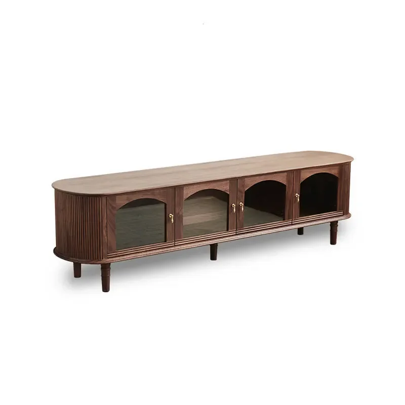 

Nordic retro black walnut TV cabinet modern simple small apartment living room storage cabinet locker audio-visual