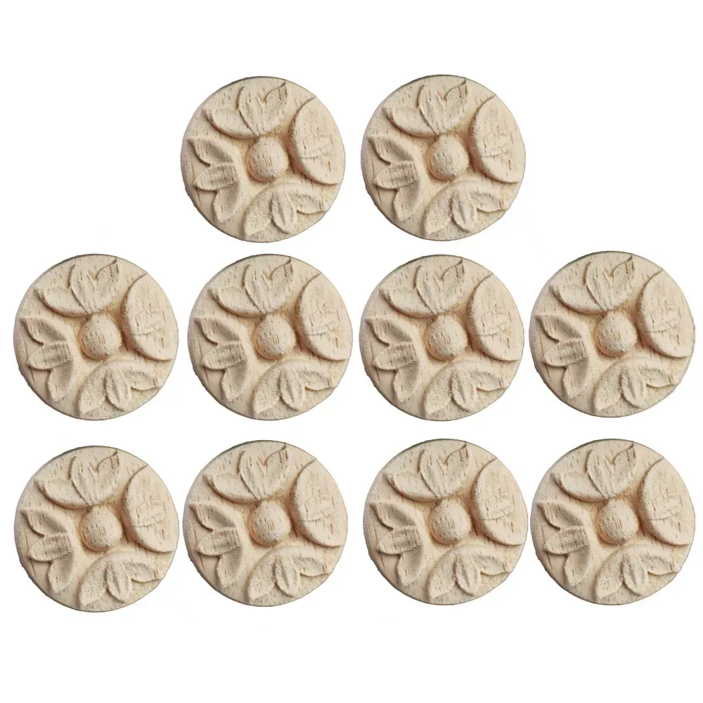 10PCS 3/4CM Woodcarving Decal Corner Applique Frame Door Wall Doors Furniture Decorative Figurines Wooden Miniatures Home Decor