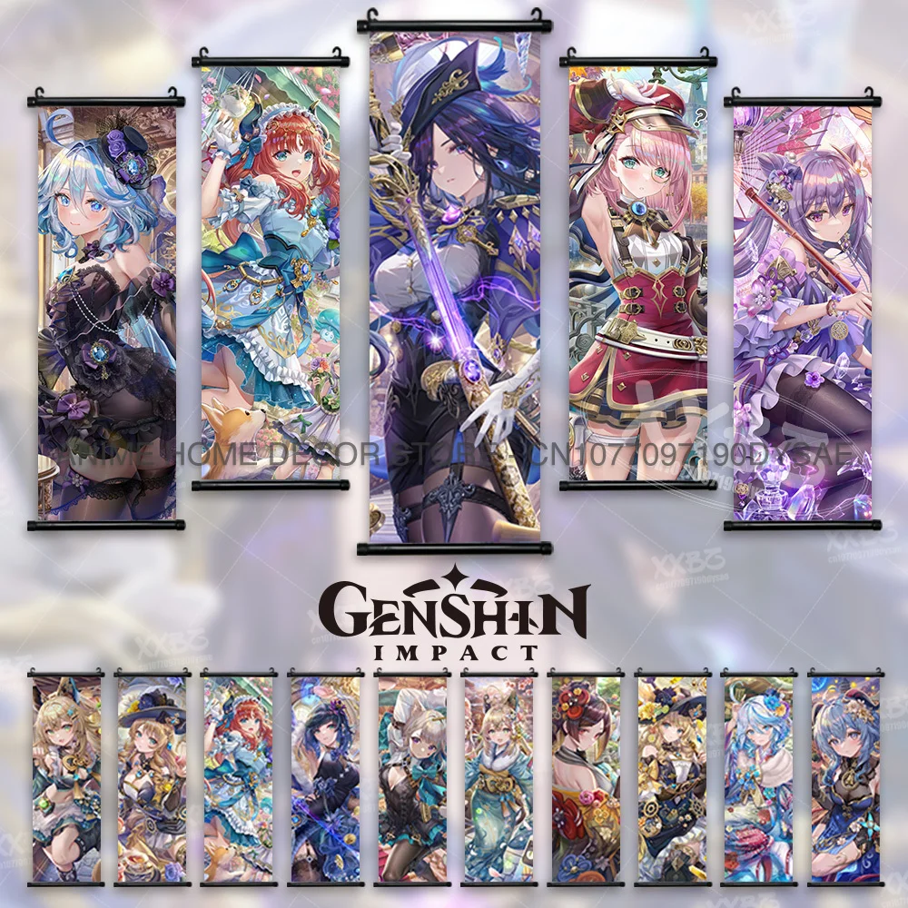 Genshin Impact Poster Kaedehara Kazuha Hängende Malerei Saccharose Schriftrollen Bild Xiangling Wandkunst Shenhe Home Decor Sayu Wandbild – Detail 1