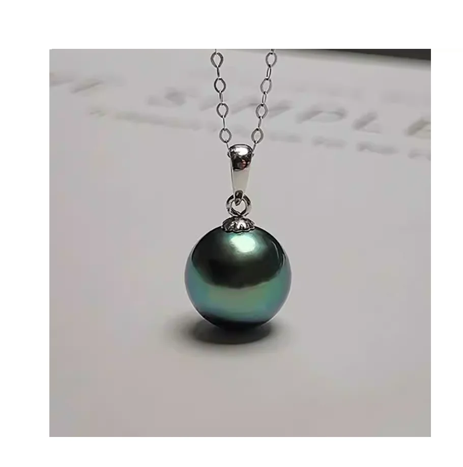 

Очаровательное круглое зеленое жемчужное ожерелье диаметром 10-11 мм, кулон, ювелирные изделия для женщин и девочек