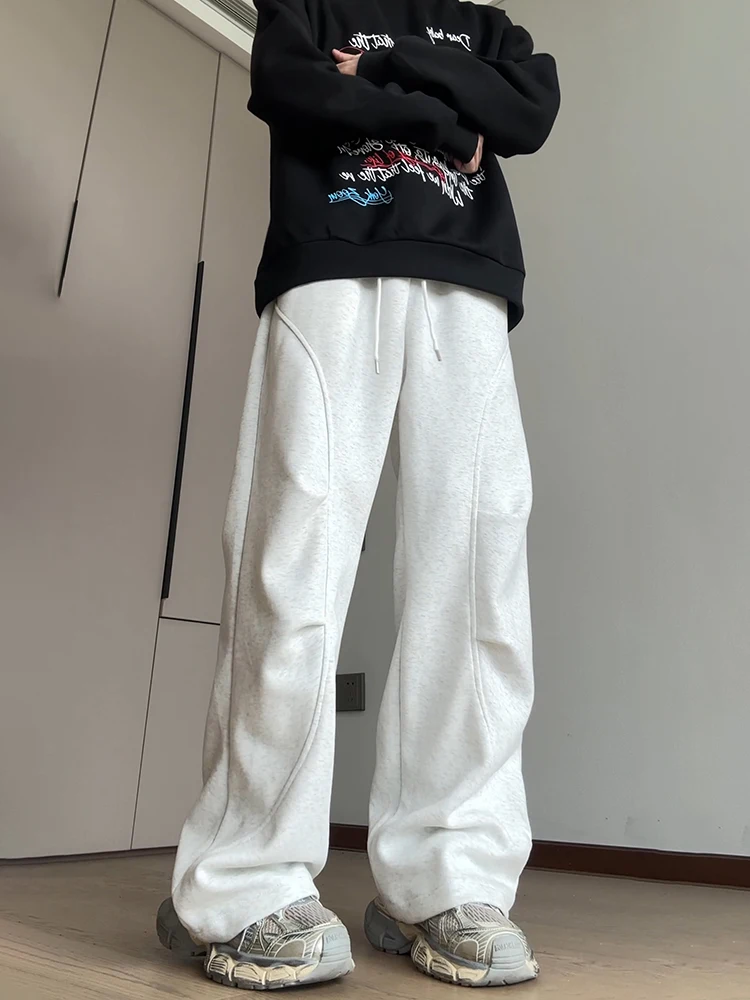 

Cleanfit Trousers Men's Spring Autumn Straight Leg Casual Sports Pants Floral ey American Retro Sle Loose Fit Long Pants