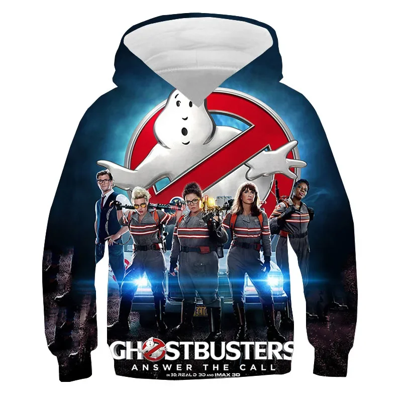 Cartoon Ghostbusters Print Hoodies Sweatshirts Autumn Pullover Boys Girls Cothes Sudadera Anime Hoodie Kids Clothes