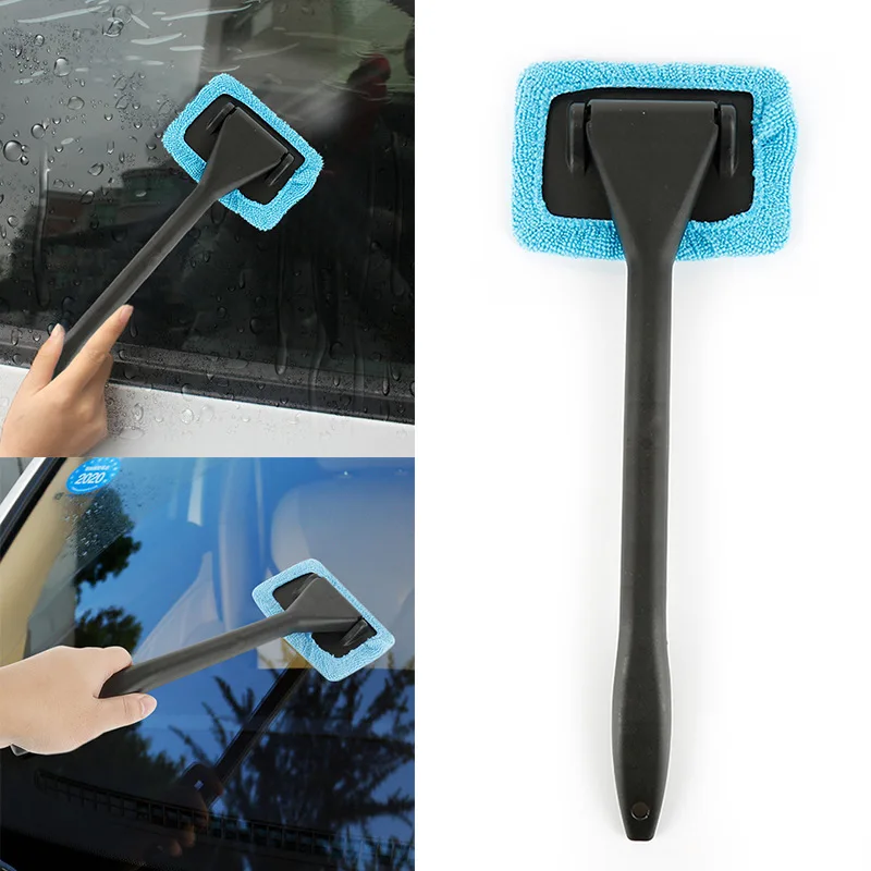 Motorcycle Truck Car Window Windshield Brush Microfiber Cloth Auto Window Cleaner Long Handle Car Washable Brush Clean Tool