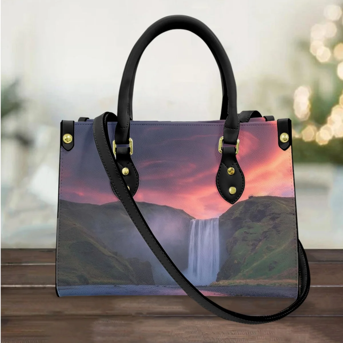 

FORUDESIGNS Ladies Tote Bags Sunset Scenery Designs Leather Hand Bags Evening Handbags Personalized Leatherbag Shopping