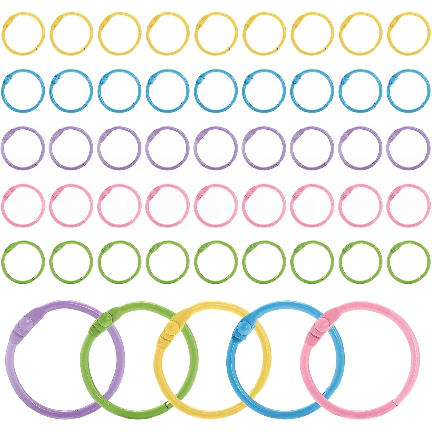 Metal Binder Rings 30mm, 24 Pcs Paper Binding Book Binder Rings Colorful Loose Leaf Binders Ring for Book Crafts Flash Cards